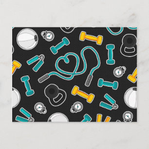 Postal Fitness Love Pattern Aqua y Yellow