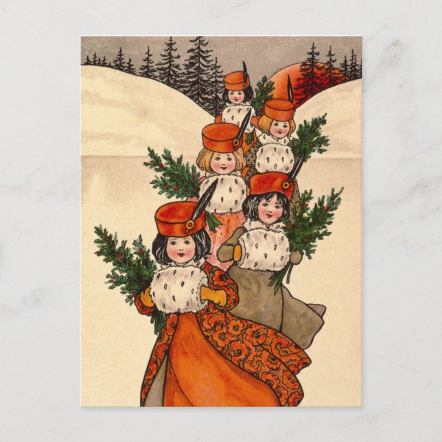 Postal Five Girls With Furry Muffs - Florence Hardy (Anverso)