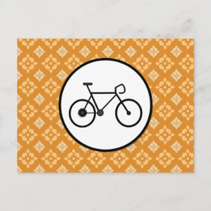 Postal Fixiar la bicicleta con un patrón de Naranja