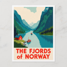 Postal Fjords Norway Art vintage Travel