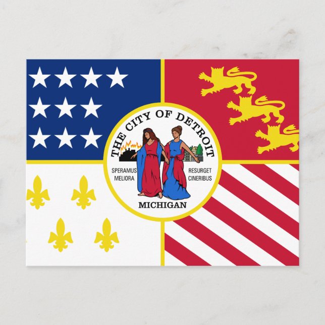 Postal Flag of Detroit, Michigan Postcard (Anverso)