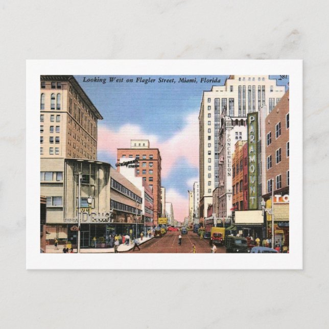 Postal Flagler St., Miami, Florida Vintage (Anverso)