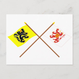 Postal Flags de Flandes cruzadas y Limburg