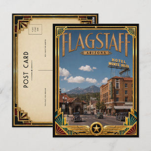 Postal Flagstaff Arizona Arte Vintage Deco Dorado