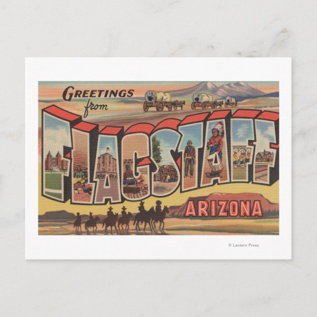 Postal Flagstaff, Arizona - Escenas de letras grandes (Anverso)