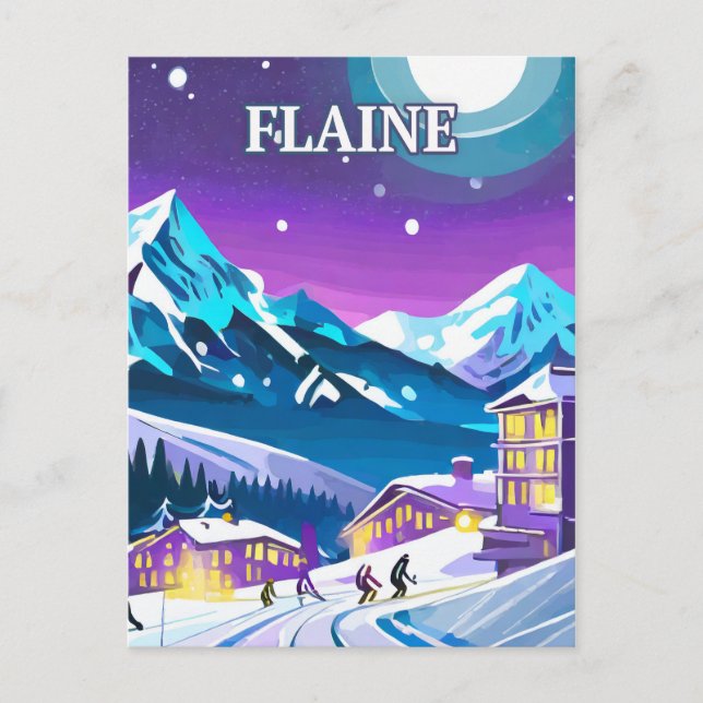 Postal Flaine : Art Moderne dans les Alpes enneigées (Anverso)