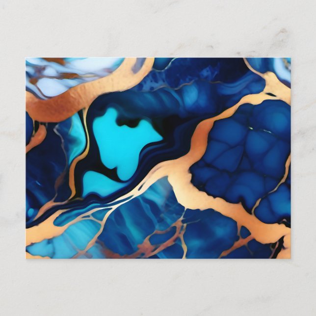 Postal Flamante dorado azul trenzado (Anverso)