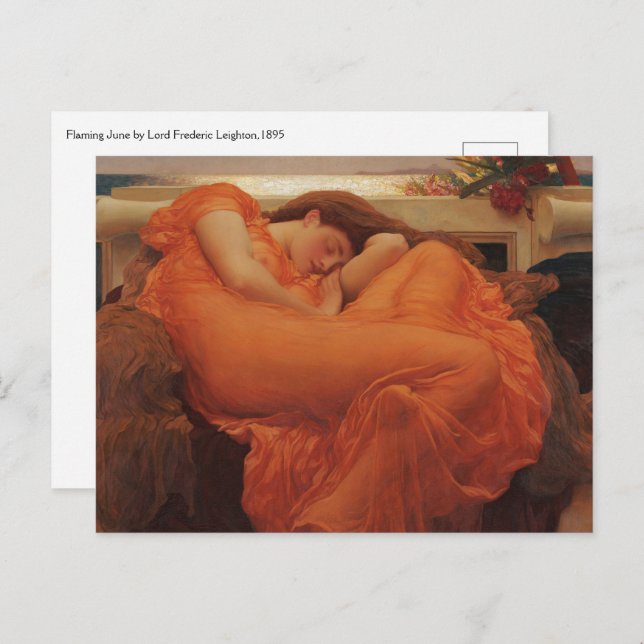 Postal Flamante junio por Lord Frederic Leighton (Anverso / Reverso)