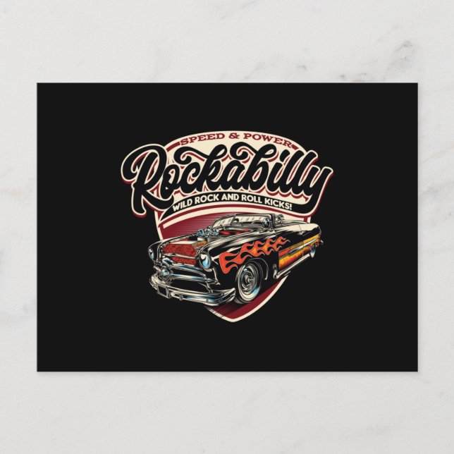 Postal Flamas de velocidad Rockabilly Hotrod - neg (Anverso)
