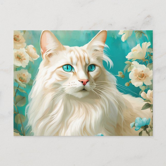 Postal Flame Lynx Point Siamese Retrato Art (Anverso)