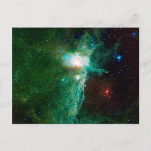 Postal Flame Nebula Espacio de la NASA Verde (Anverso)