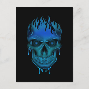 Postal Flame Skull - Azul