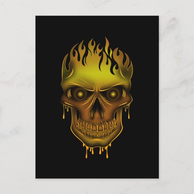 Postal Flame Skull - Oro (Anverso)