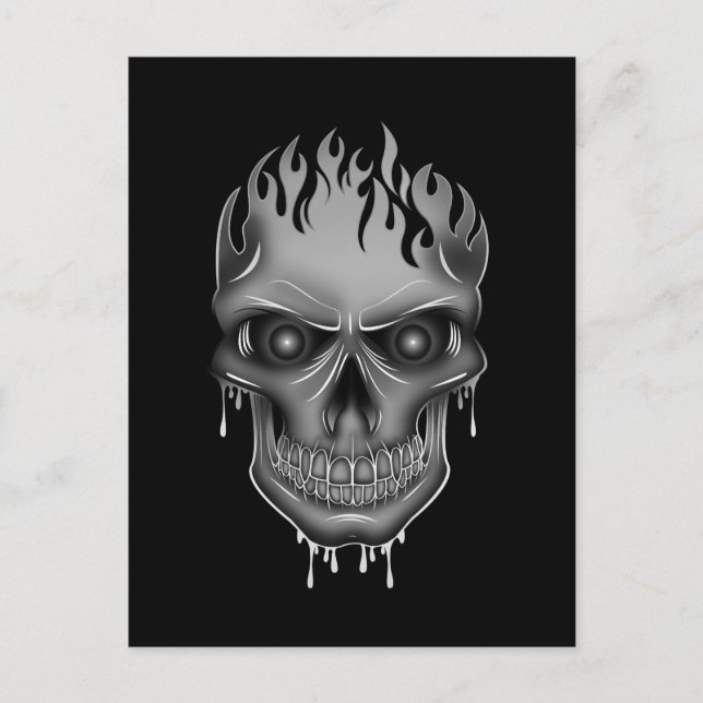 Postal Flame Skull - Plata (Anverso)