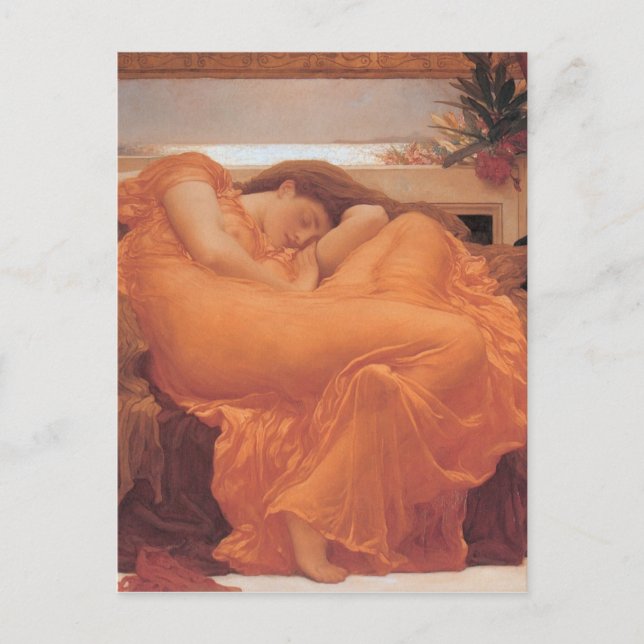 Postal Flamear junio de Frederick Leighton (Anverso)