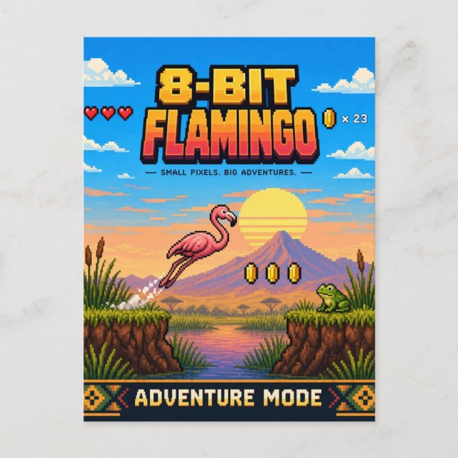 Postal Flamenco, Arte de Pixel Retro de 8 Bits (Anverso)