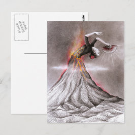 Postal Flamenco bailarina volcán arte de lápiz surrealist