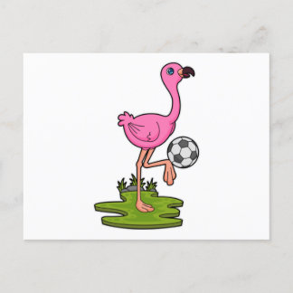 Postal Flamenco como jugador de fútbol con balón de fútbo