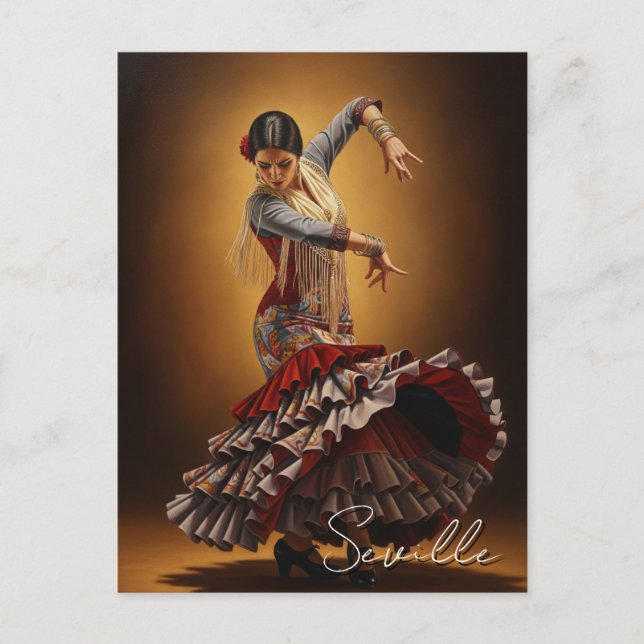 Postal Flamenco Dancer Sevilla España (Anverso)