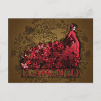 Postal Flamenco España Danza Art rojo marrón negro