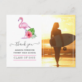 Postal Flamenco Rosa Graduación Playa Agradecimiento