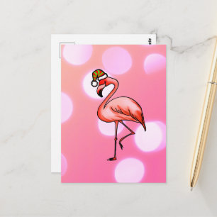 Postal Flamenco Rosa Navidad Tropical Holiday