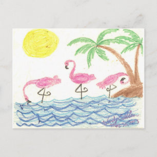 Postal Flamencos vadeando