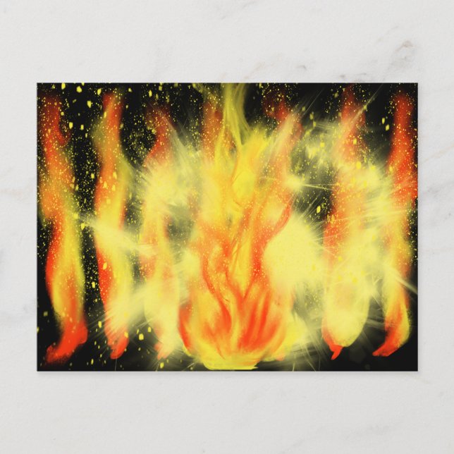 Postal Flames amarillos y Naranjas pintando arte HC (Anverso)