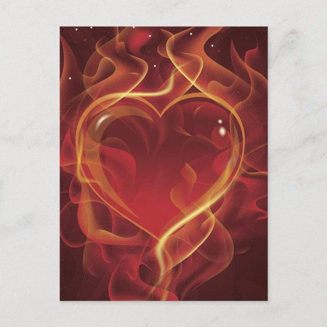 Postal FlamingHeart fire rojo oscuro amor llama a la form (Anverso)