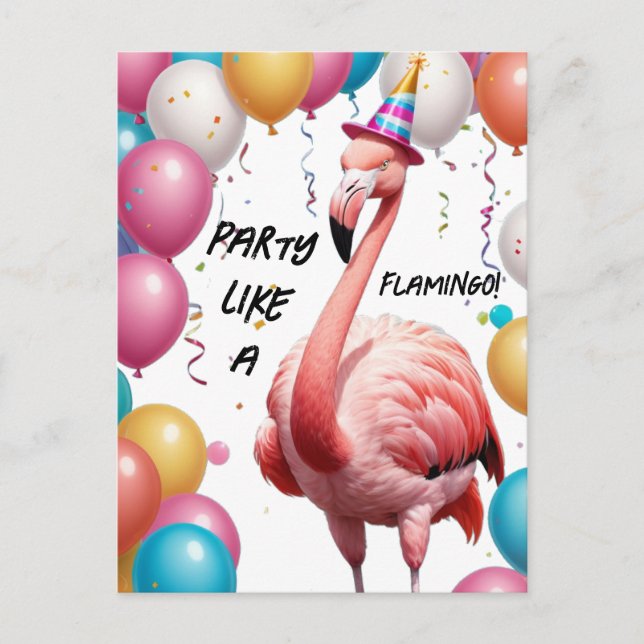Postal Flamingle & Feast – Sorpresa divertida de cumpleañ (Anverso)