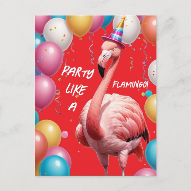 Postal Flamingle & Fiesta – Sorpresa divertida de cumplea (Anverso)