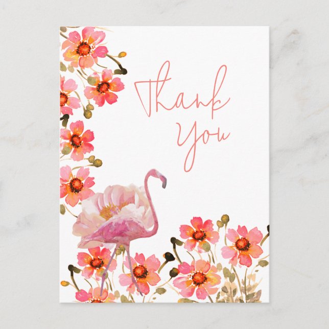 Postal Flamingle Floral Gracias (Anverso)