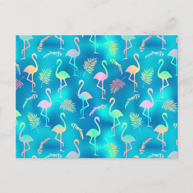 Postal Flamingo arcoiris (Anverso)