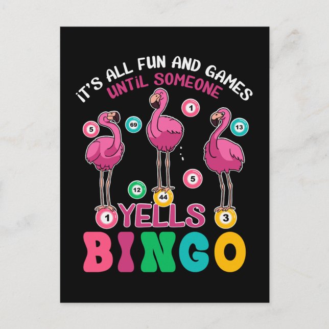 Postal Flamingo Bingo Funny (Anverso)