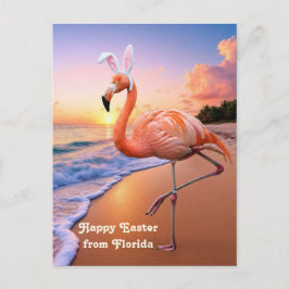 Postal Flamingo Bunny Ears life Easter Card