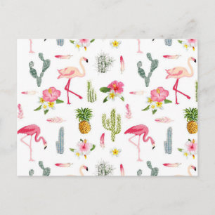 Postal Flamingo Cactus Piña Hibiscus Pattern