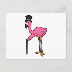Postal Flamingo como Groom con Gorra y caña
