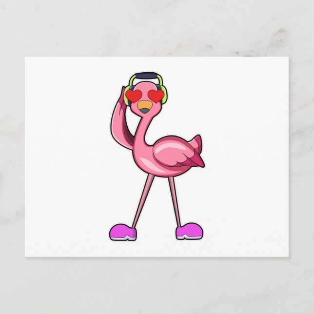 Postal Flamingo como pensionista con palo y Gorra (Anverso)