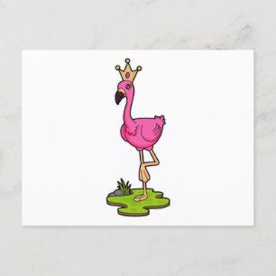 Postal Flamingo como princesa con corona