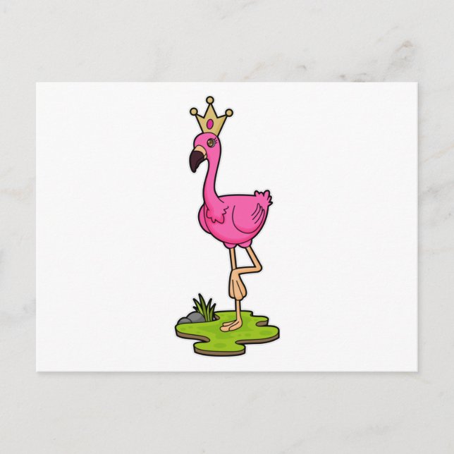 Postal Flamingo como princesa con corona (Anverso)