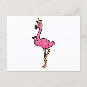 Postal Flamingo como rey con corona y personal