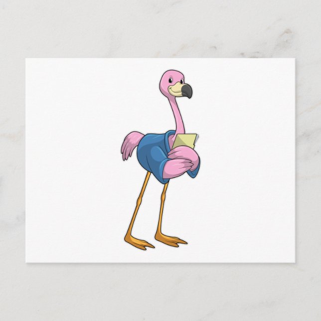 Postal Flamingo como secretario con Notepad (Anverso)