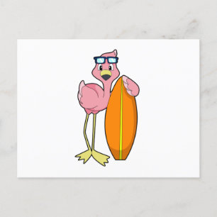 Postal Flamingo como surfista con Surfboard.PNG