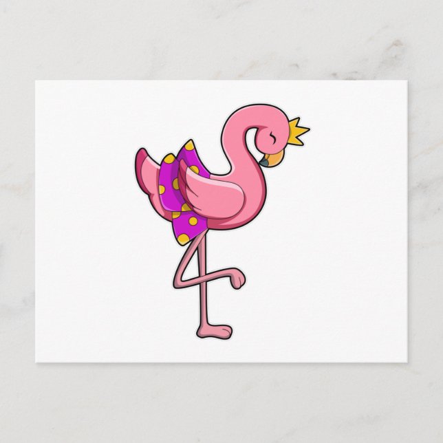 Postal Flamingo con corona y falda (Anverso)