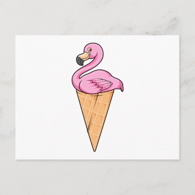 Postal Flamingo con crema de helado (Anverso)