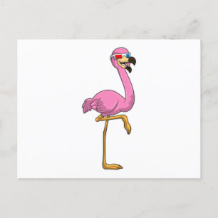 Postal Flamingo con gafas