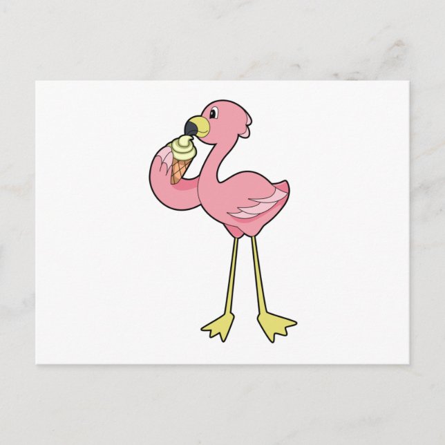 Postal Flamingo con helado Waffle (Anverso)