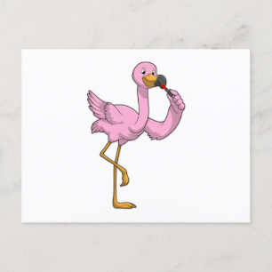 Postal Flamingo con lápiz labial