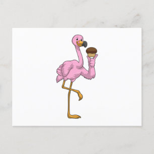 Postal Flamingo con Muffin