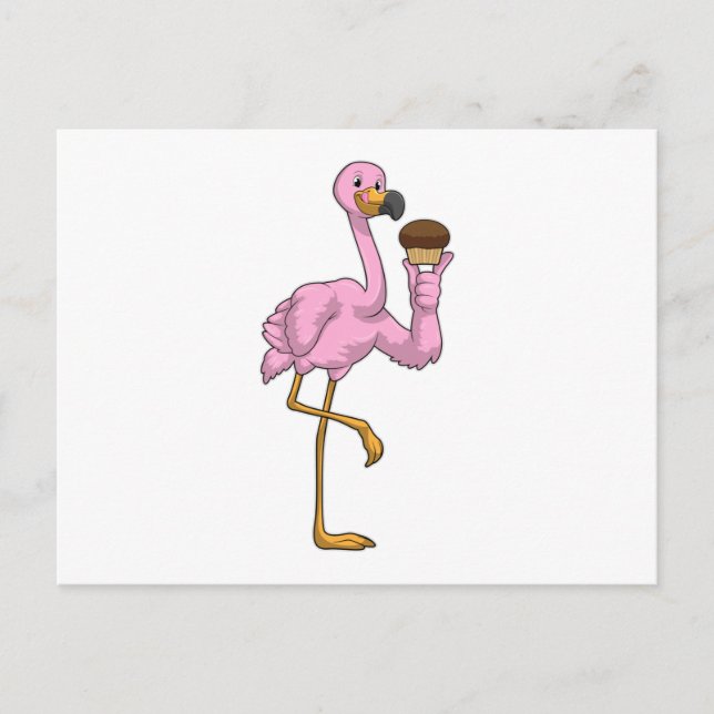 Postal Flamingo con Muffin (Anverso)